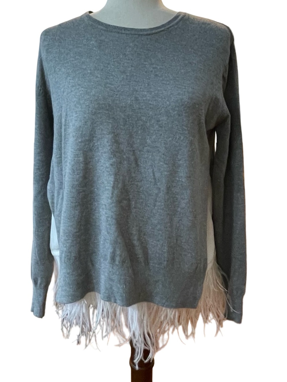 CENTRAL PARK WEST Ostrich Feather Hem Sweater